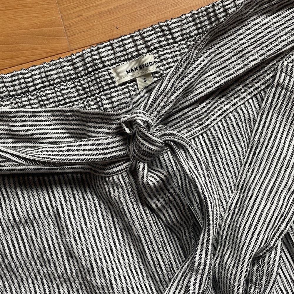 Mac Studio linen pinstripe pants